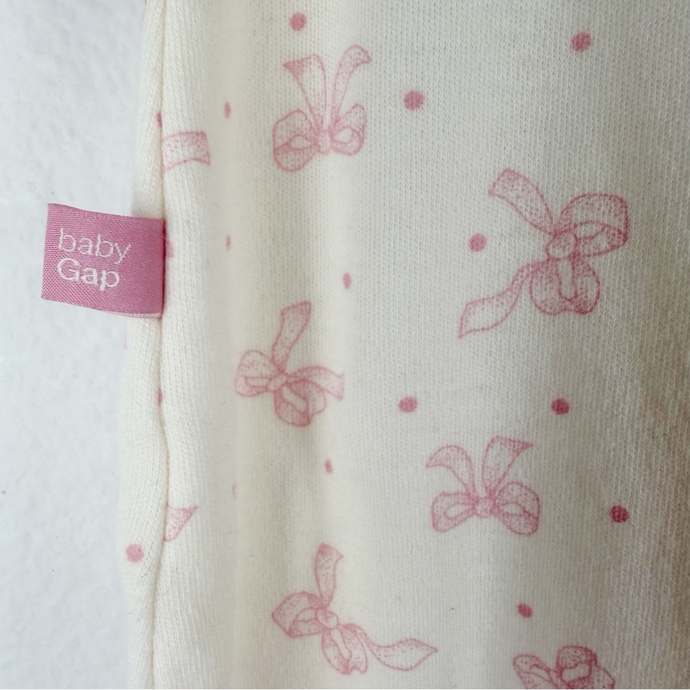 Baby Gap Convertible Infant Gown Pink Bows Print Cotton Size 0-3 Months - Picture 8 of 12